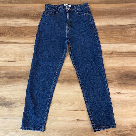 Zara Jeans Womens 8 High Waist Tapered Blue Medium Wash Denim 27" - Picture 1 of 9